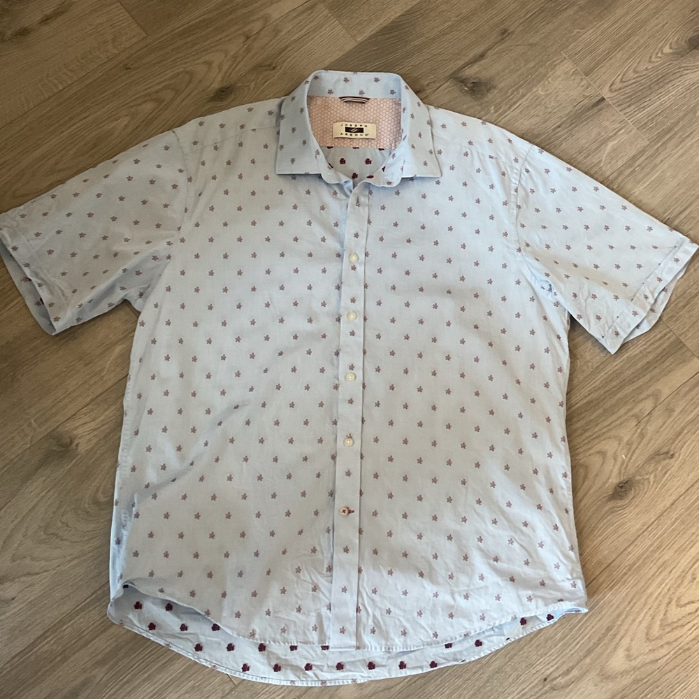 Joseph Abboud Blue and Red Casual Button Down Shirt